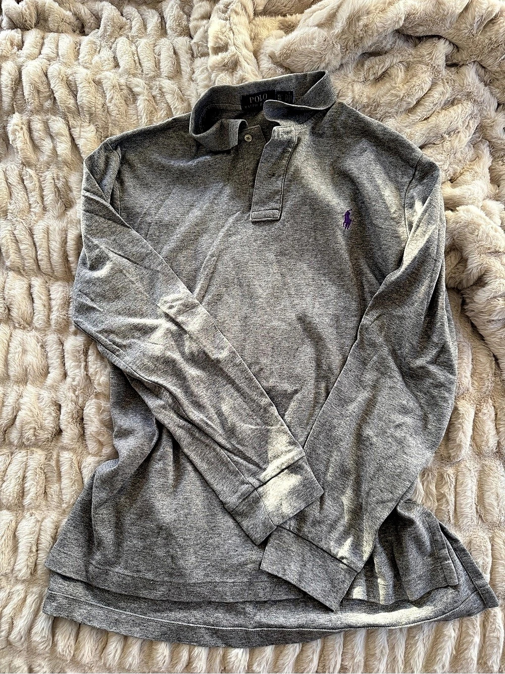Polo Ralph Lauren Long-Sleeve Cotton Polo Shirt Gray XL